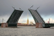 Dvortsovy Bridge across the Neva River in St. Petersburg after reconstruction
