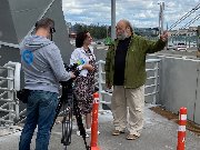 А.Е. Горюнов на мосту Бетанкура дает интервью